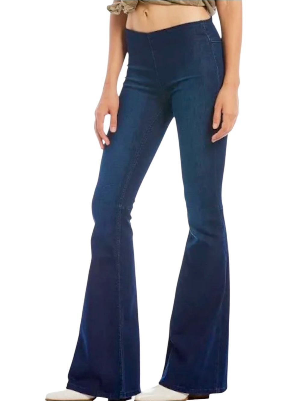 Free People Flare Penny Pull-on Stretch Denim Jeans 29 Dark Wash Bellbottom